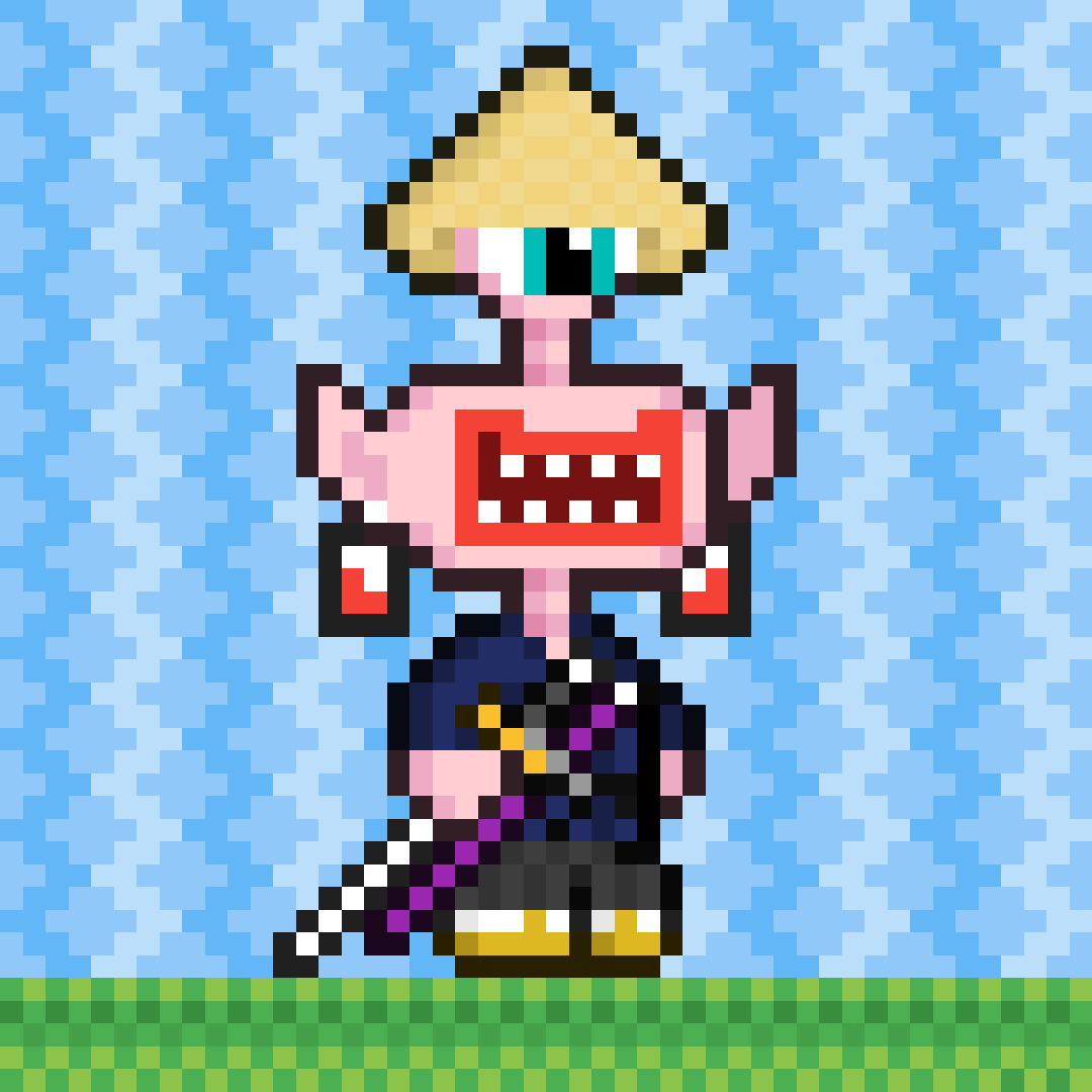 Pink Gigglon samurai with straw hat